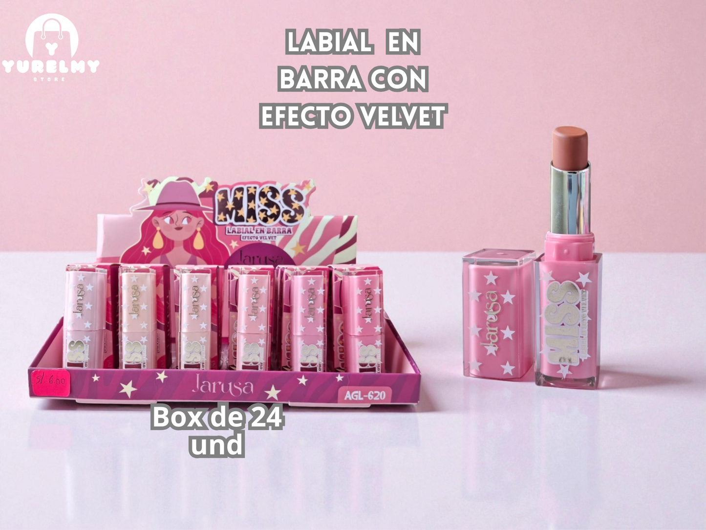 labial en barra con efecto velvet